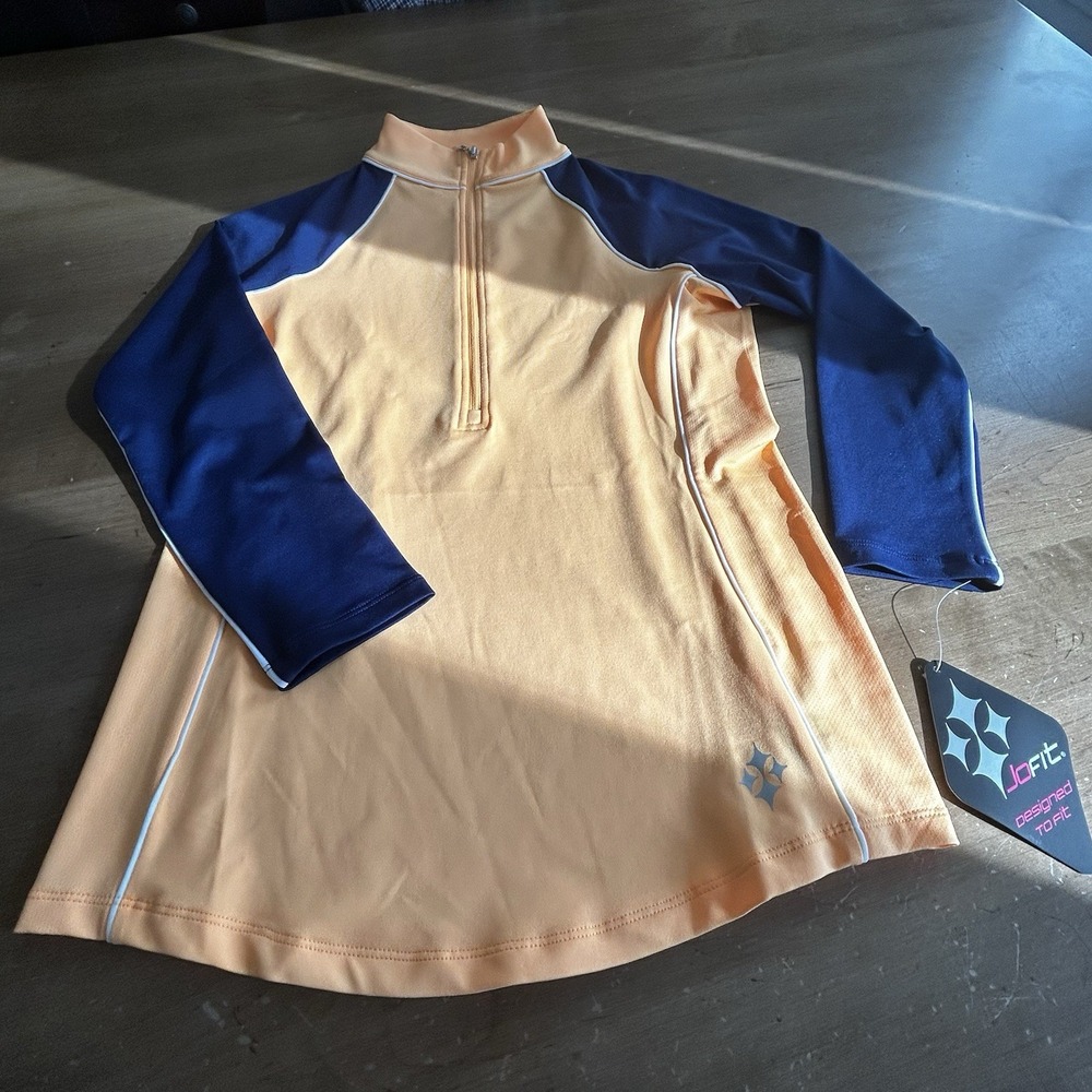 NWT Jofit Women's 1/2 Zip UPF 30+ Shirt Tangerine Raglan‎ Mock Tennis Golf Sz XS